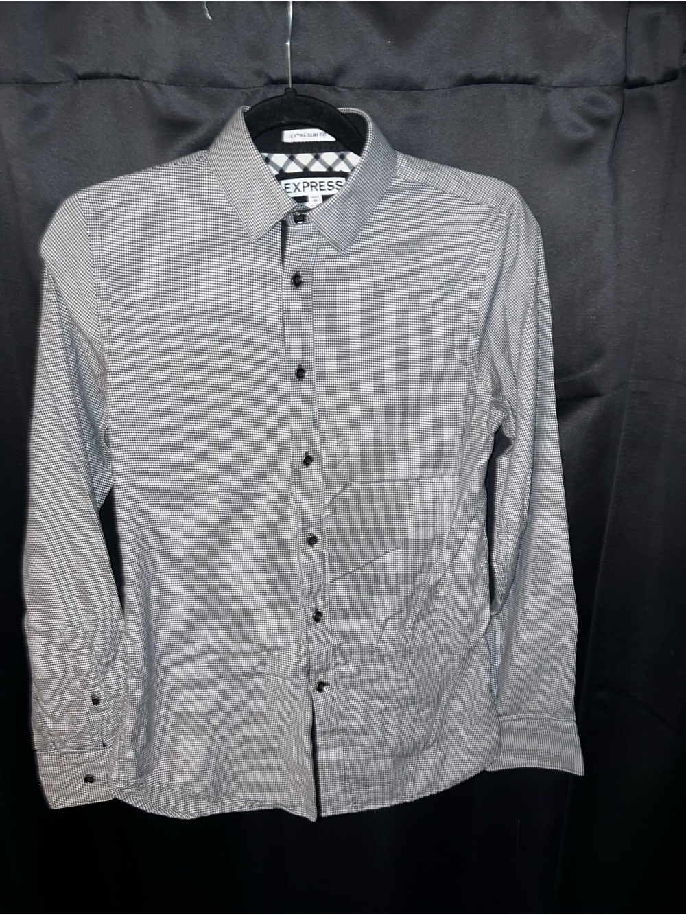 Express Men's Gray Micro-Pattern Extra Slim Fit Dress Shirt size XS